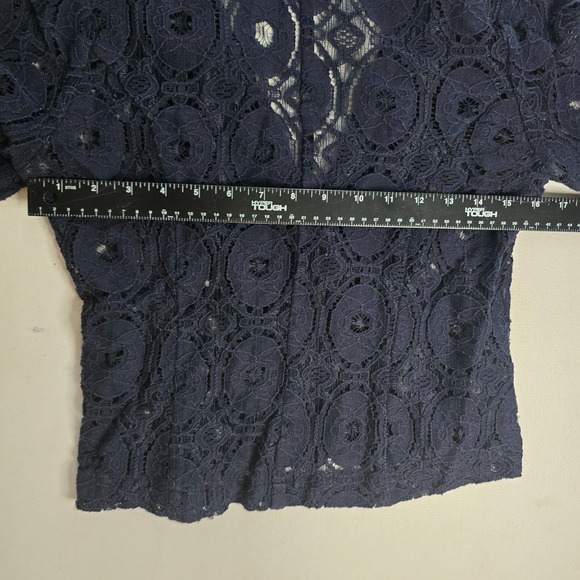 Monteau Cardigan Women's Small Dark Blue Knit Lace Single Button Long Sleeve - Picture 8 of 13